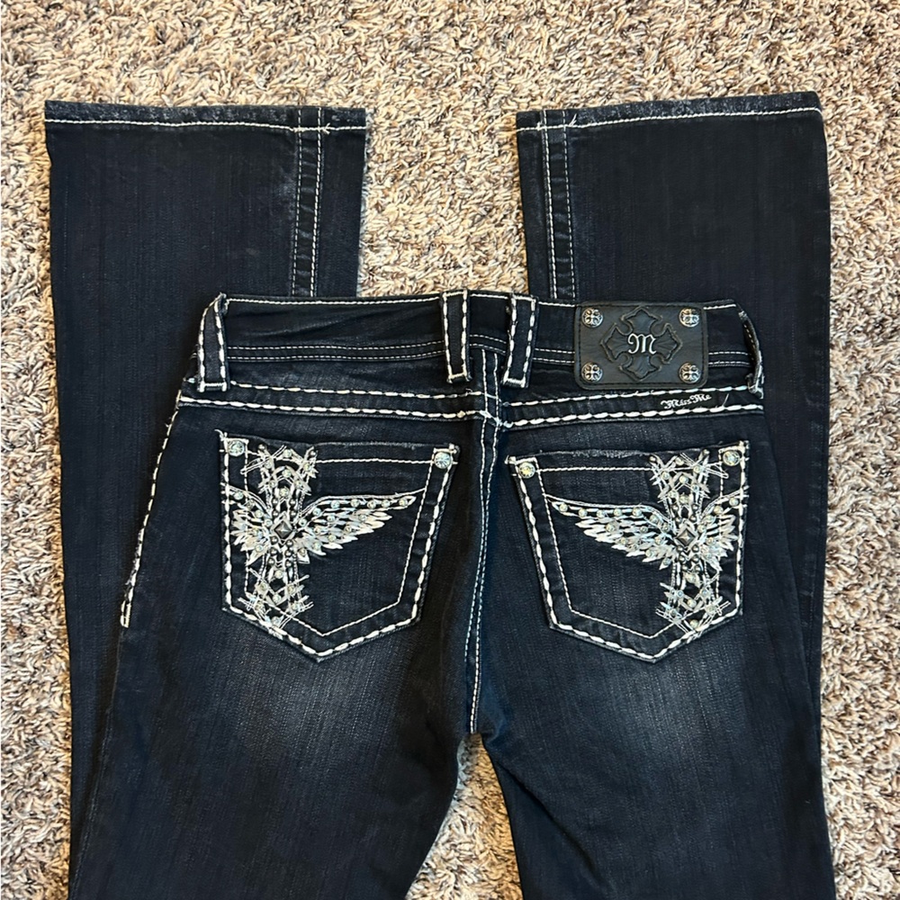 Miss Me Black Jeans with Silver Embroidery